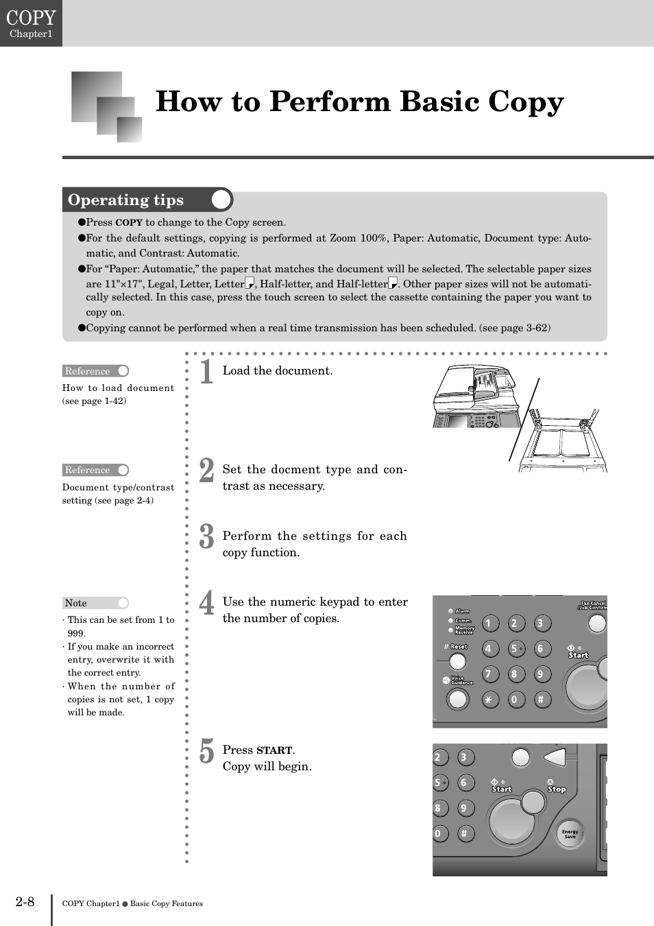 How to perform basic copy -8, How to perform basic copy, Copy | Muratec MFX-2830 User Manual | Page 88 / 471