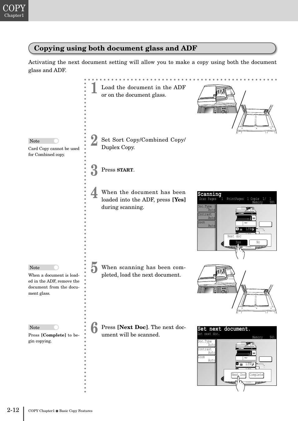 Copying using both document glass and adf -12, Copy, Copying using both document glass and adf | Muratec MFX-2830 User Manual | Page 92 / 471