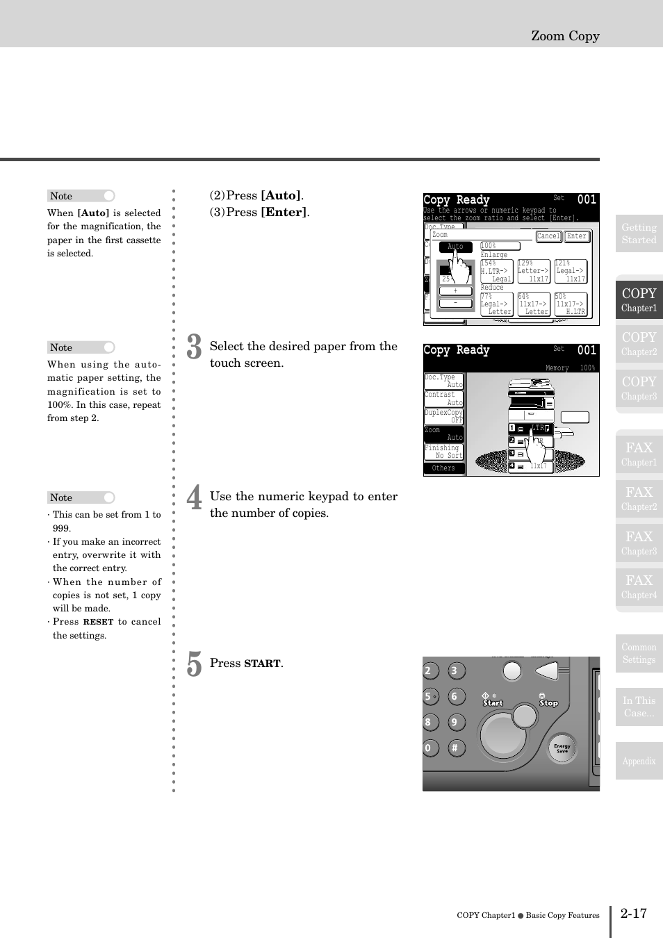 Copy ready 001, Copy, 17 zoom copy | Muratec MFX-2830 User Manual | Page 97 / 471