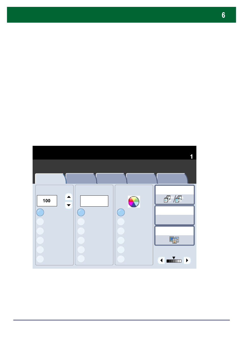 Simple copying, Select the features, Copy | Xerox DocuColor 252  EU User Manual | Page 104 / 129