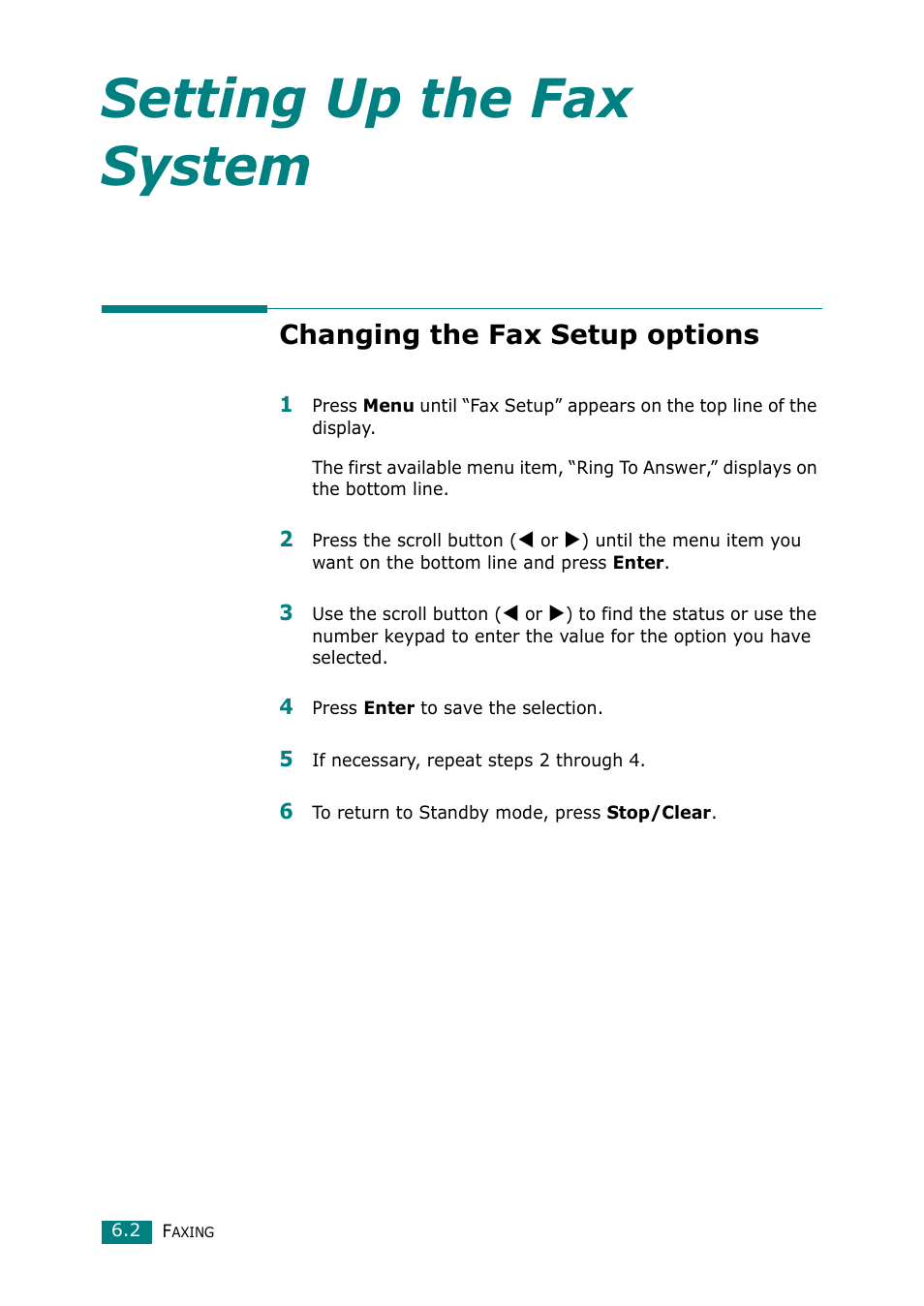 Changing the fax setup options, Setting up the fax system | Muratec F-114 Series User Manual | Page 103 / 211