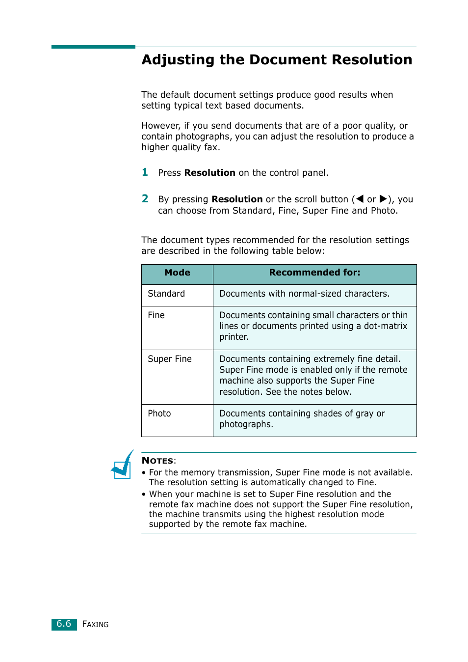 Adjusting the document resolution | Muratec F-114 Series User Manual | Page 107 / 211