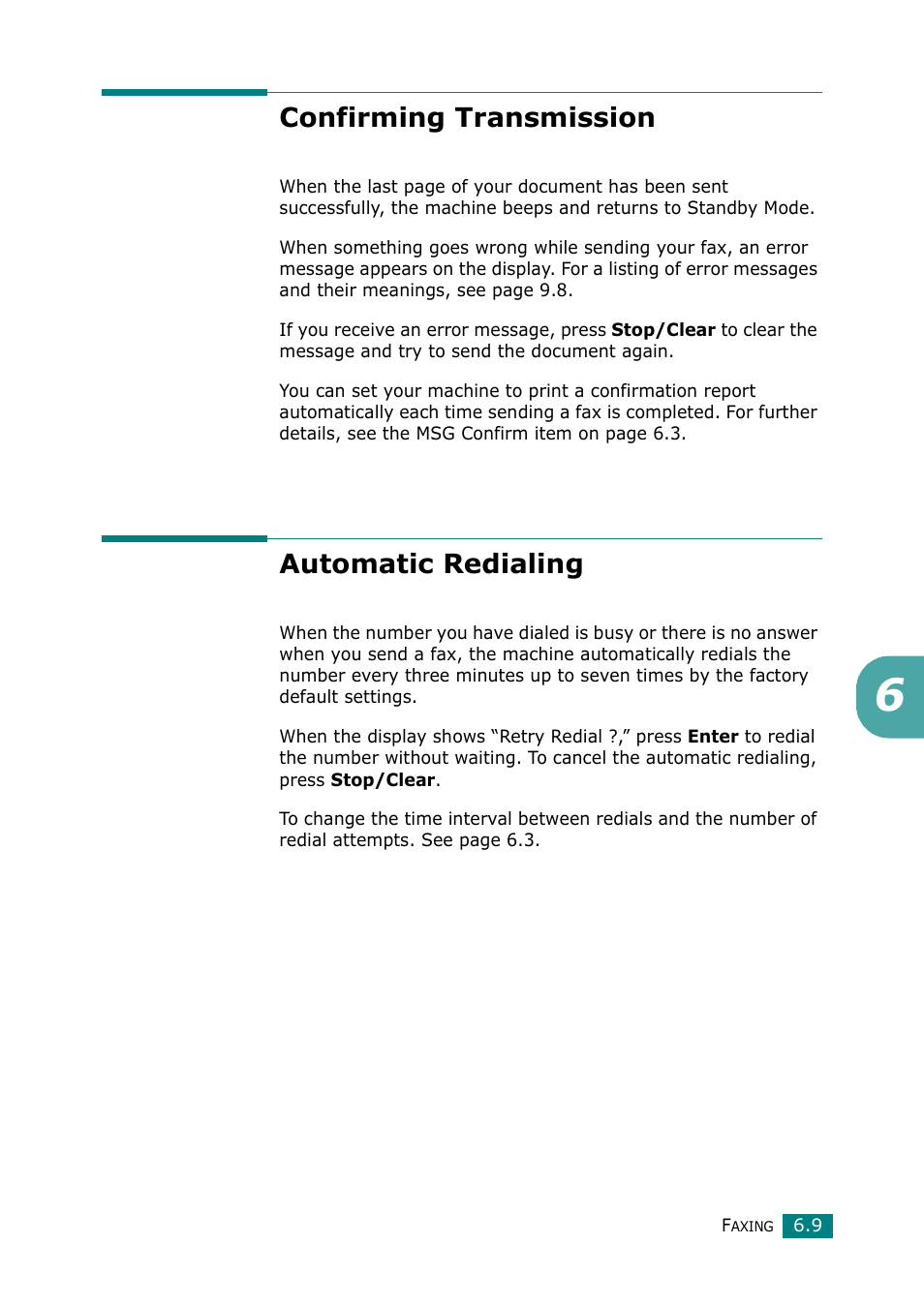 Confirming transmission, Automatic redialing, Confirming transmission automatic redialing | Muratec F-114 Series User Manual | Page 110 / 211