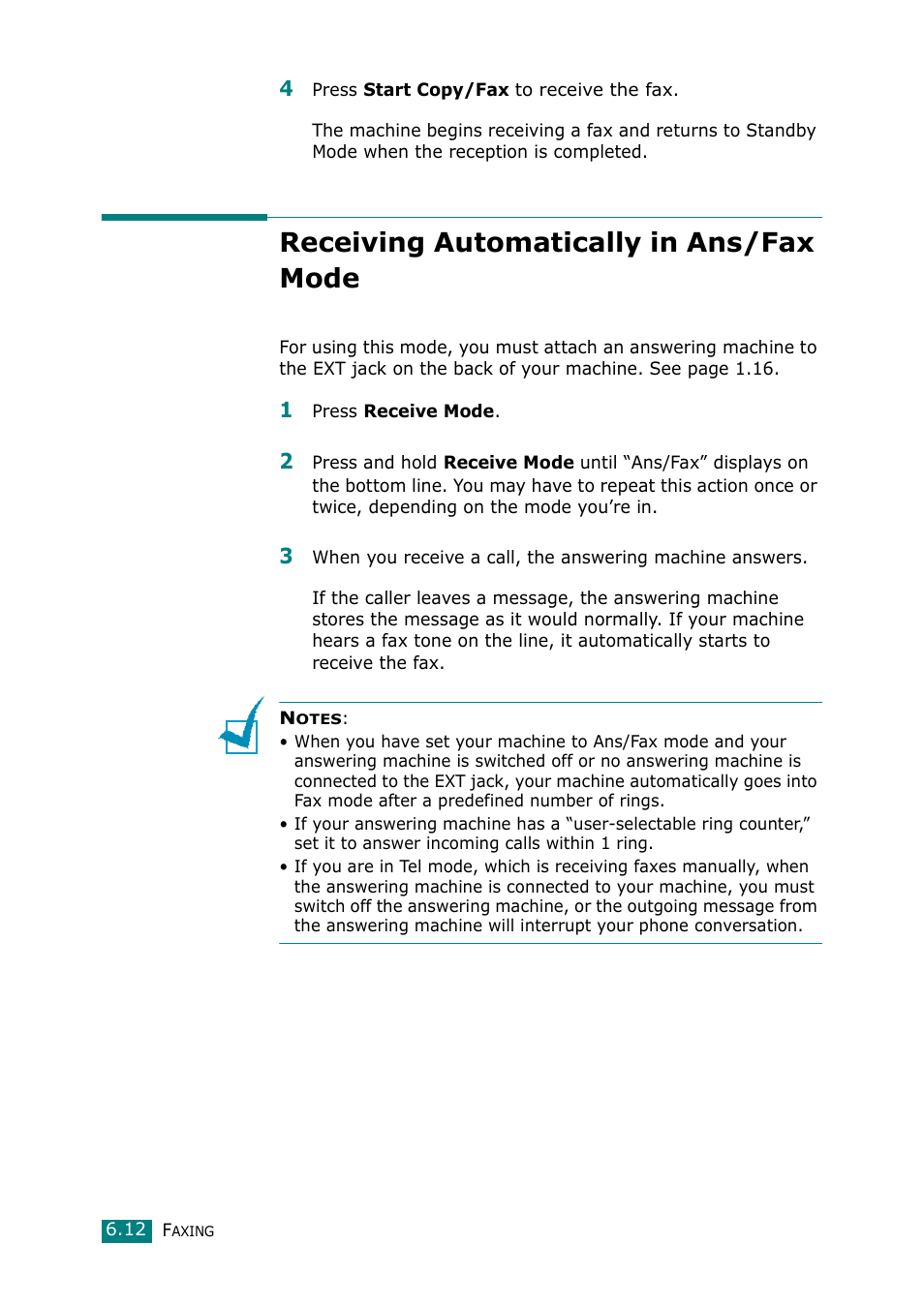 Receiving automatically in ans/fax mode | Muratec F-114 Series User Manual | Page 113 / 211