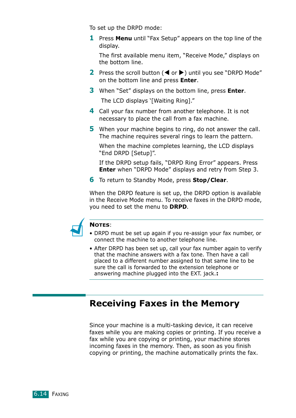 Receiving faxes in the memory | Muratec F-114 Series User Manual | Page 115 / 211