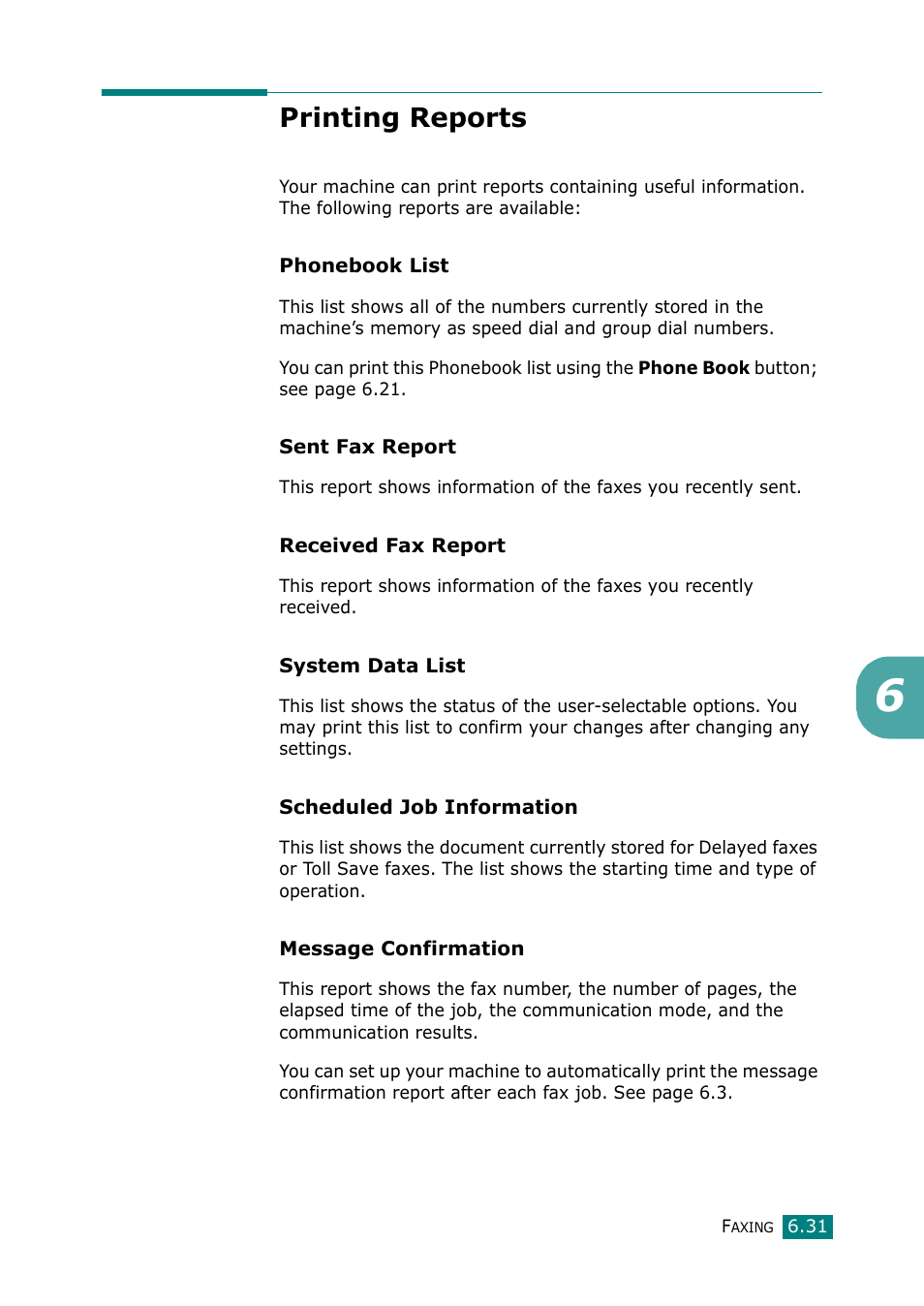 Printing reports | Muratec F-114 Series User Manual | Page 132 / 211