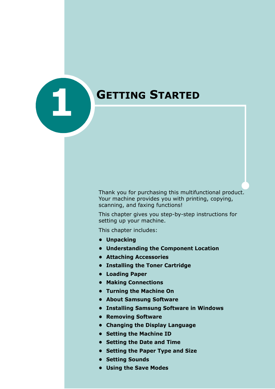 Getting started, Chapter 1 | Muratec F-114 Series User Manual | Page 14 / 211