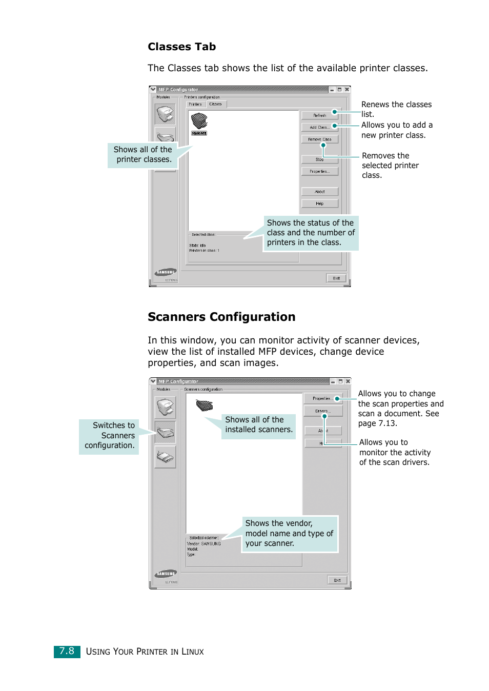 Scanners configuration, Classes tab | Muratec F-114 Series User Manual | Page 147 / 211