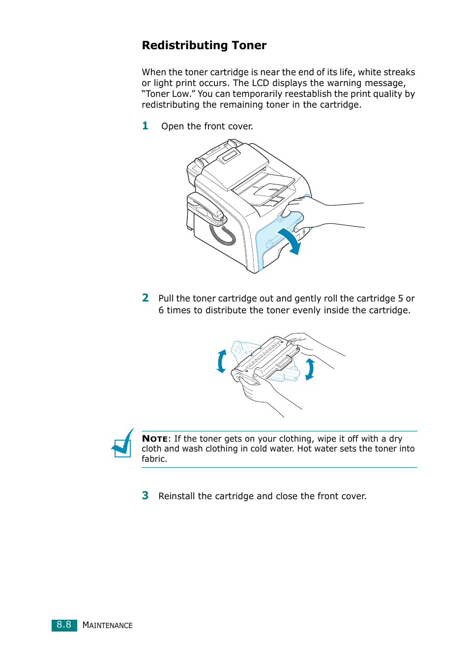 Redistributing toner | Muratec F-114 Series User Manual | Page 165 / 211