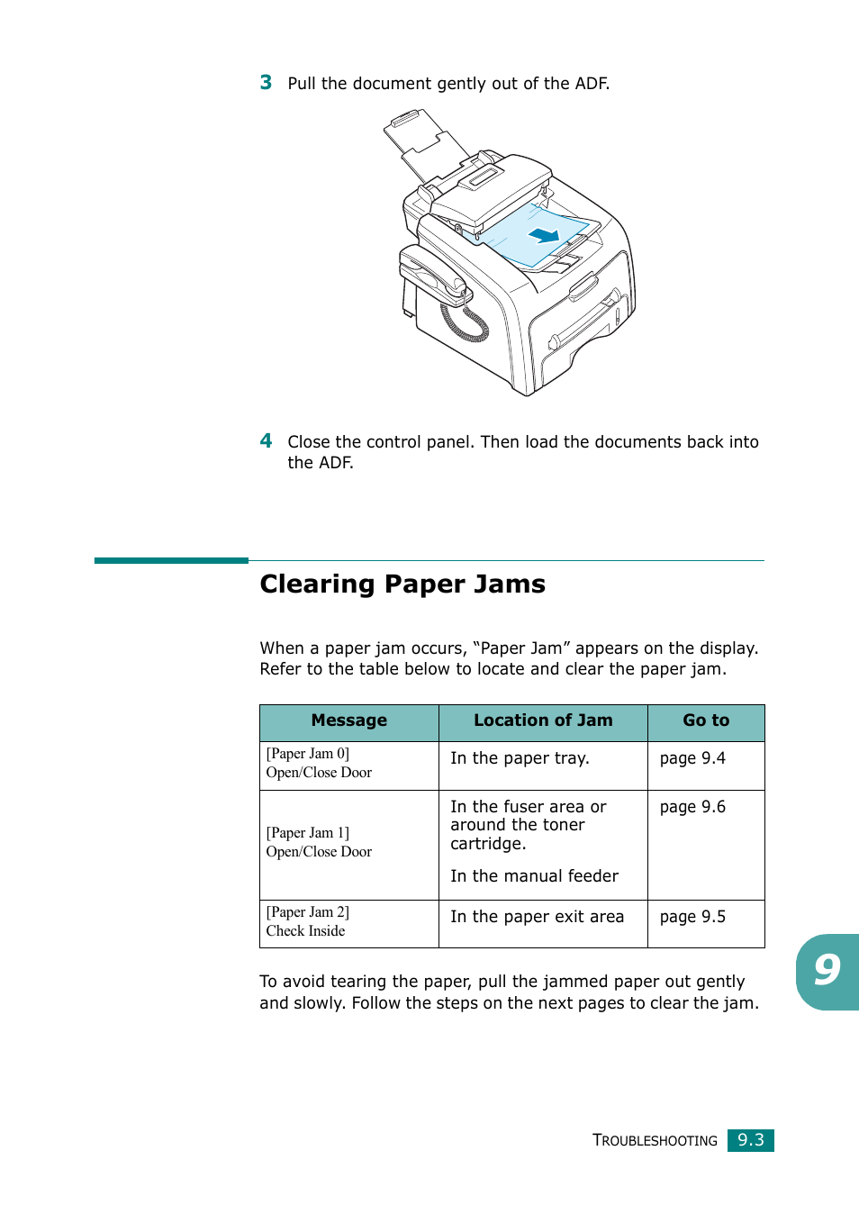 Clearing paper jams | Muratec F-114 Series User Manual | Page 174 / 211