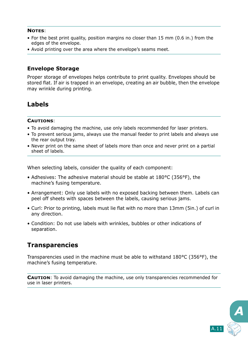 Labels, Transparencies | Muratec F-114 Series User Manual | Page 208 / 211