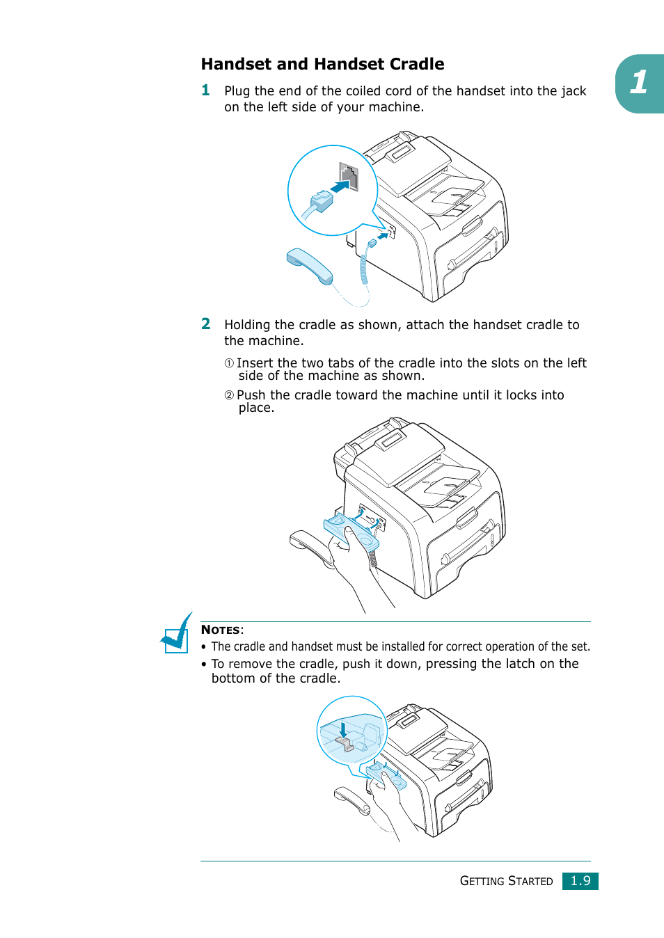 Handset and handset cradle | Muratec F-114 Series User Manual | Page 22 / 211