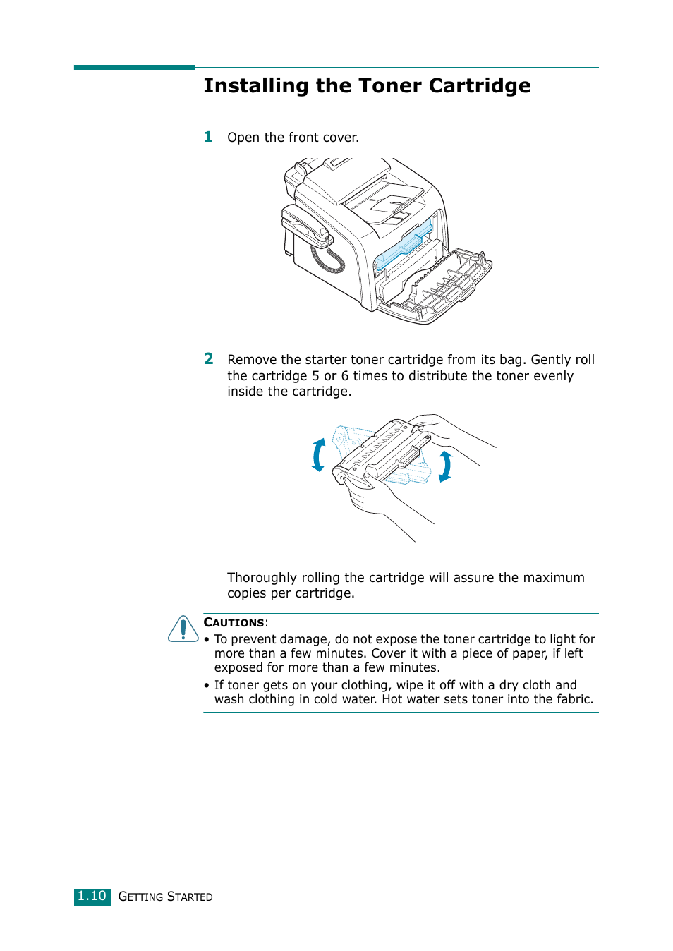 Installing the toner cartridge | Muratec F-114 Series User Manual | Page 23 / 211