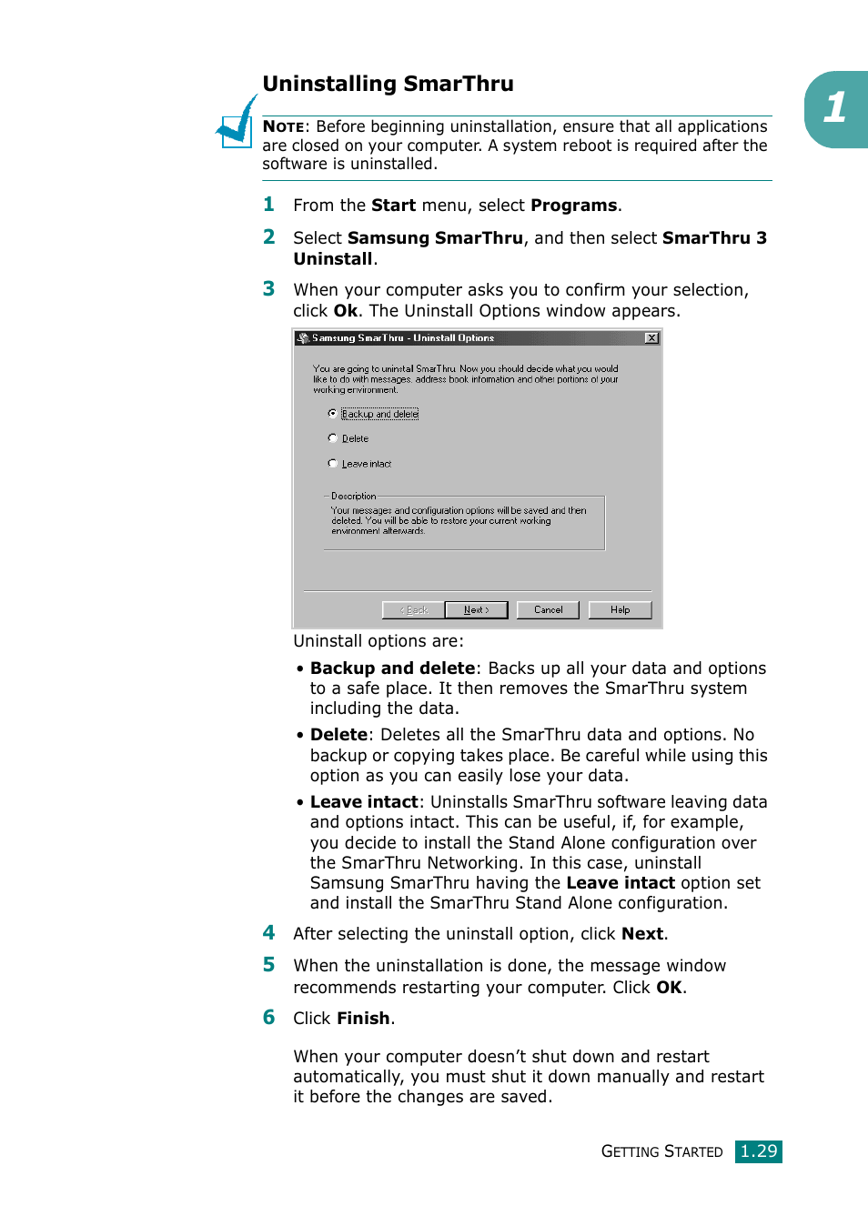 Uninstalling samsung smarthru, Uninstalling smarthru | Muratec F-114 Series User Manual | Page 42 / 211