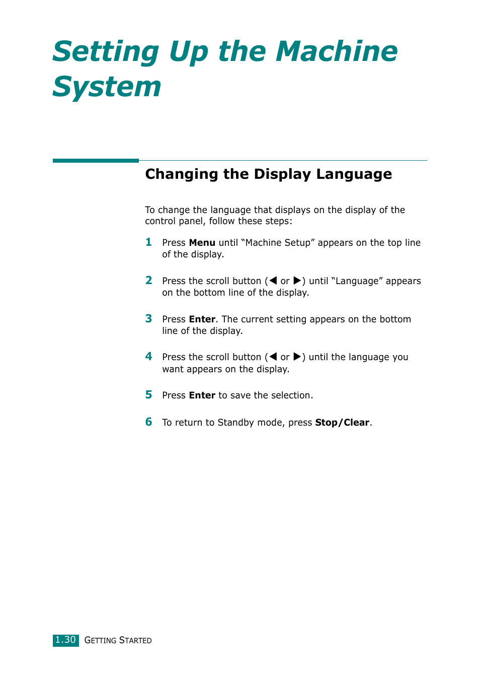 Changing the display language, Setting up the machine system | Muratec F-114 Series User Manual | Page 43 / 211