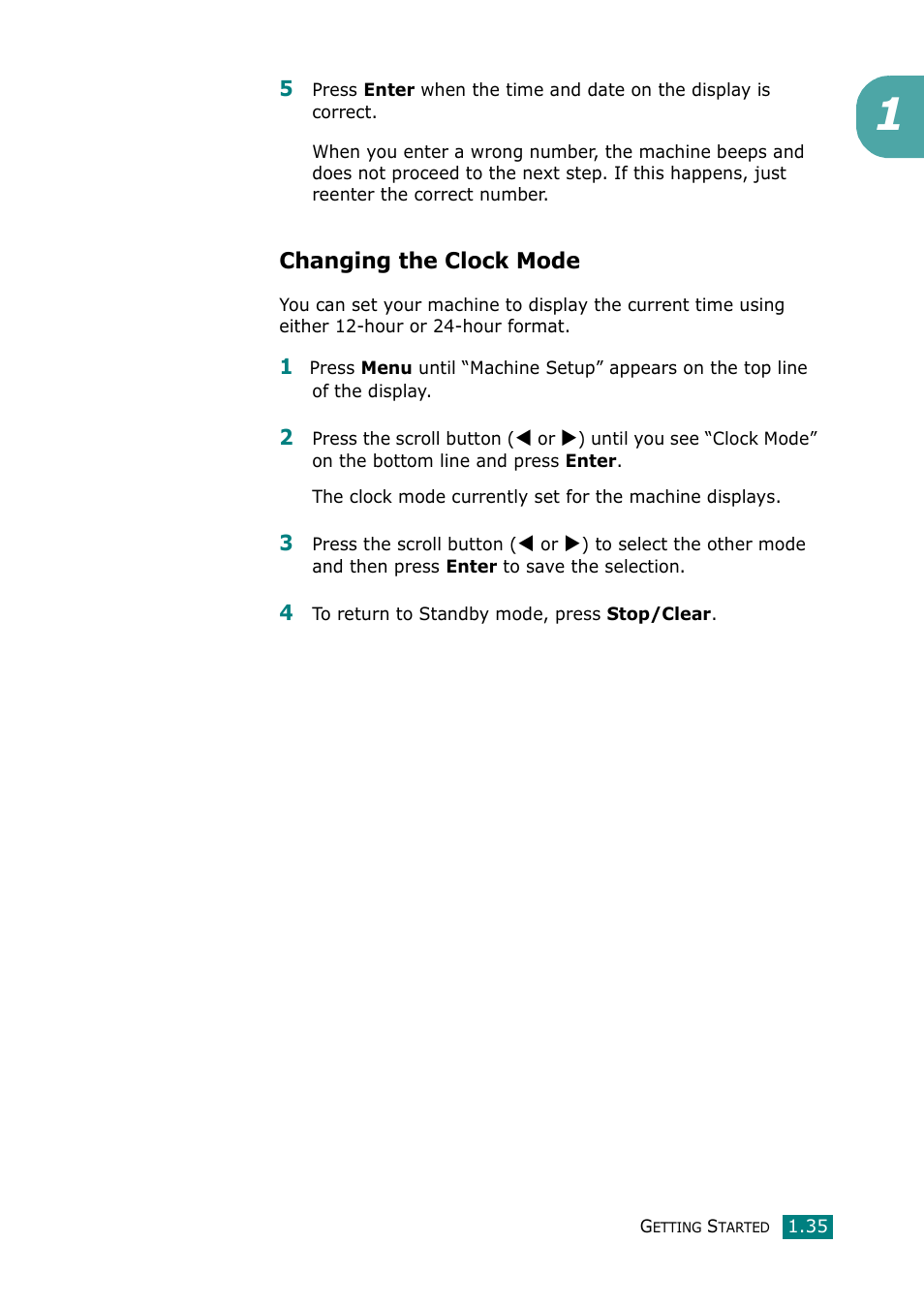 Changing the clock mode | Muratec F-114 Series User Manual | Page 48 / 211