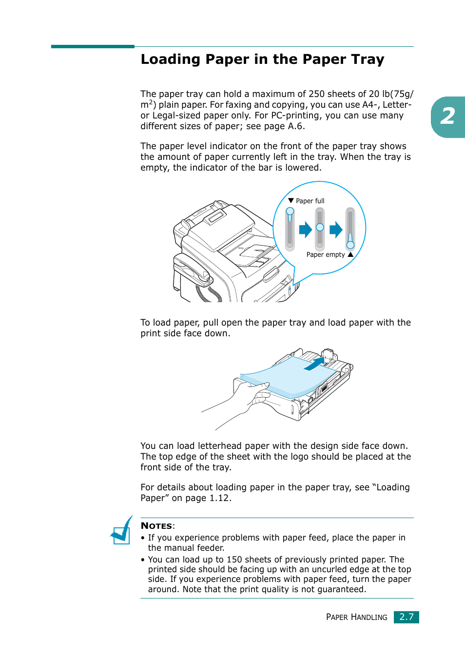 Loading paper in the paper tray | Muratec F-114 Series User Manual | Page 60 / 211