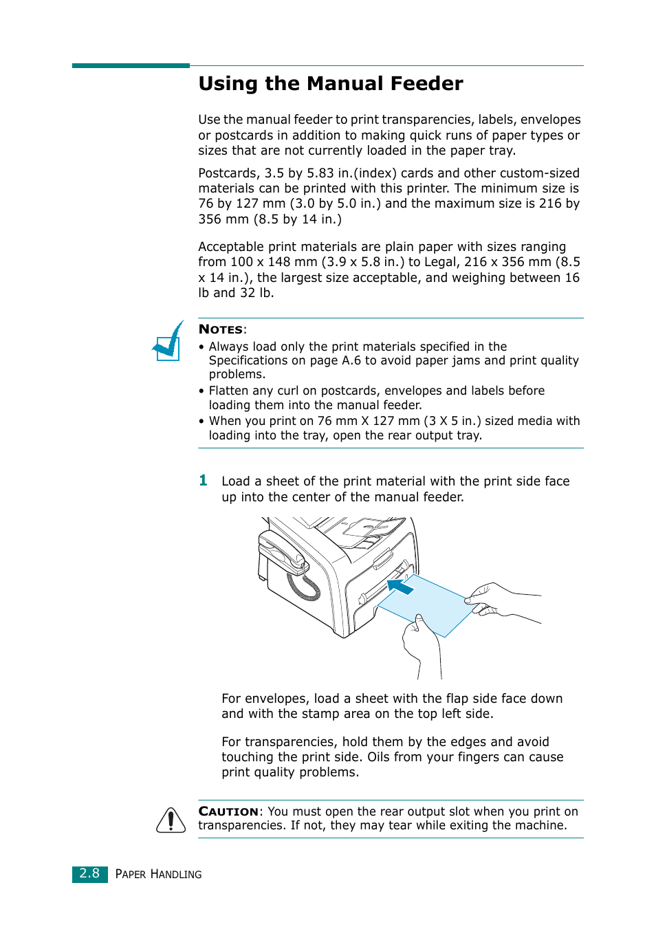 Using the manual feeder | Muratec F-114 Series User Manual | Page 61 / 211