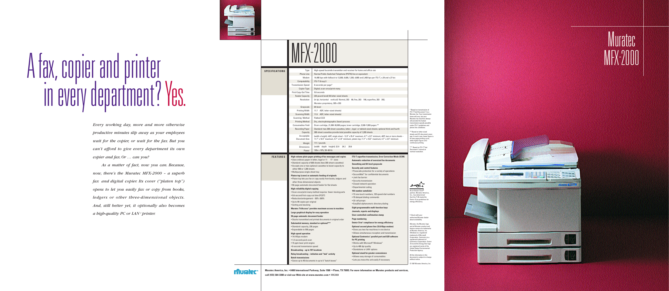 Muratec MFX-2000 User Manual | 2 pages