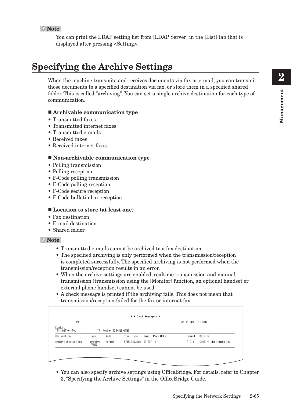 Specifying the archive settings, Specifying the archive settings -65 | Muratec QUADACCESS MFX-2590 User Manual | Page 114 / 165