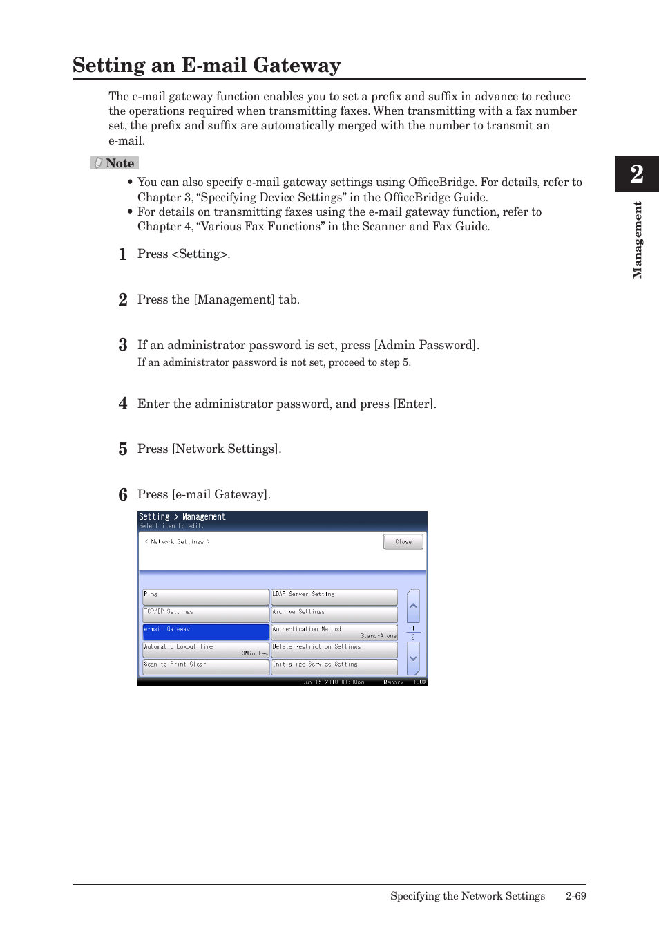 Setting an e-mail gateway, Setting an e-mail gateway -69 | Muratec QUADACCESS MFX-2590 User Manual | Page 118 / 165
