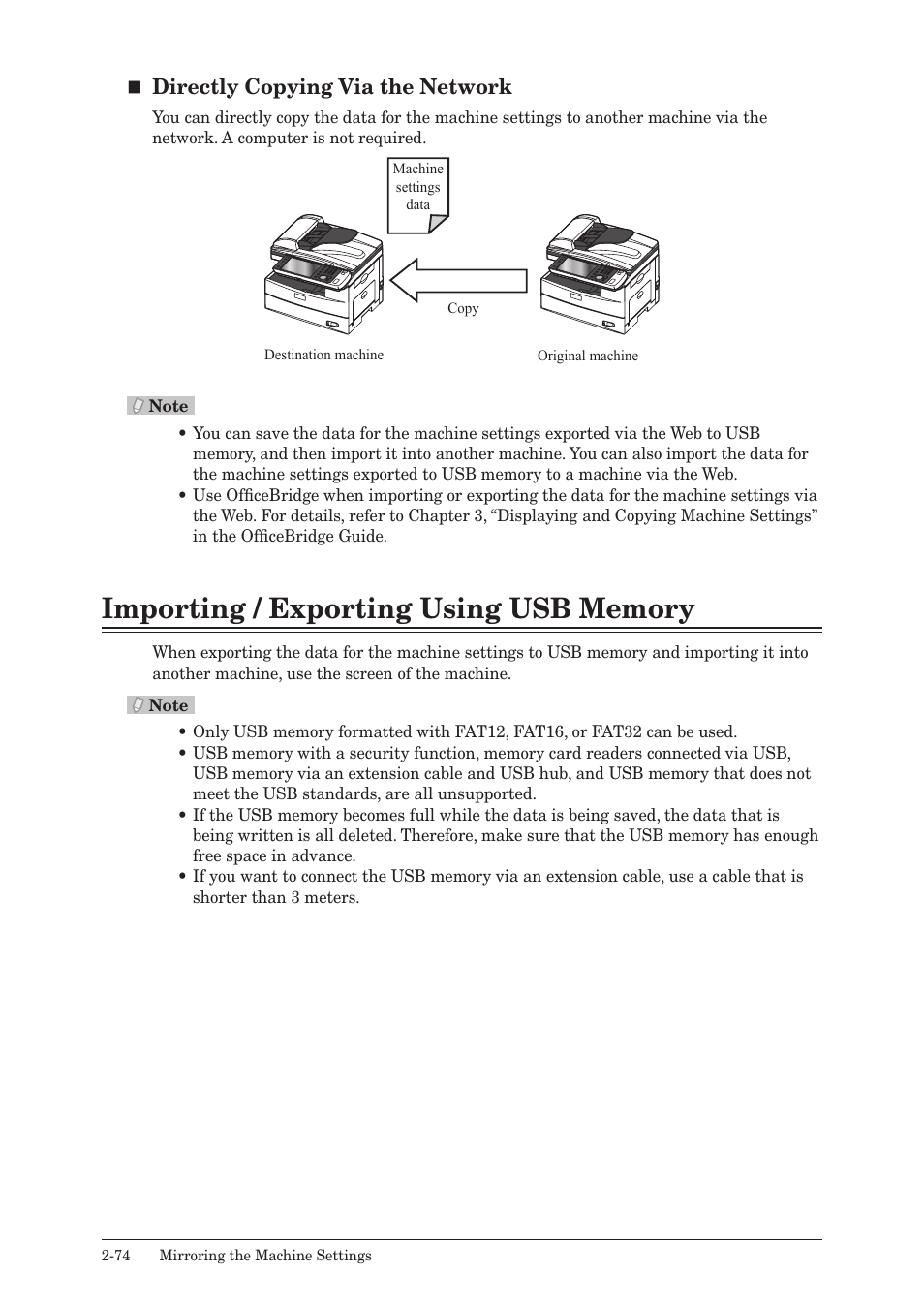 Importing / exporting using usb memory, Importing / exporting using usb memory -74, Directly copying via the network | Muratec QUADACCESS MFX-2590 User Manual | Page 123 / 165