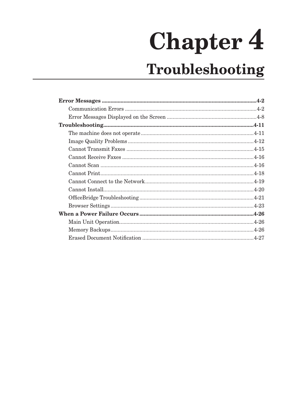 Chapter 4 troubleshooting, Chapter, Troubleshooting | Muratec QUADACCESS MFX-2590 User Manual | Page 138 / 165