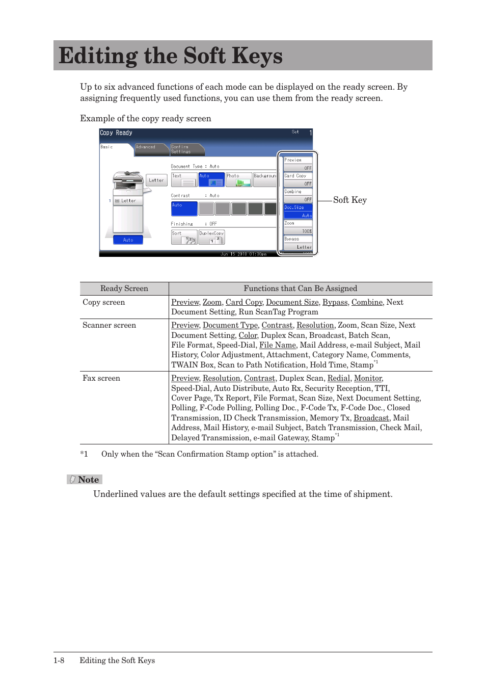 Editing the soft keys, Editing the soft keys -8 | Muratec QUADACCESS MFX-2590 User Manual | Page 15 / 165