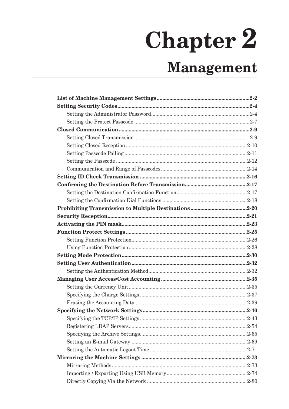 Chapter 2 management, Chapter, Management | Muratec QUADACCESS MFX-2590 User Manual | Page 50 / 165