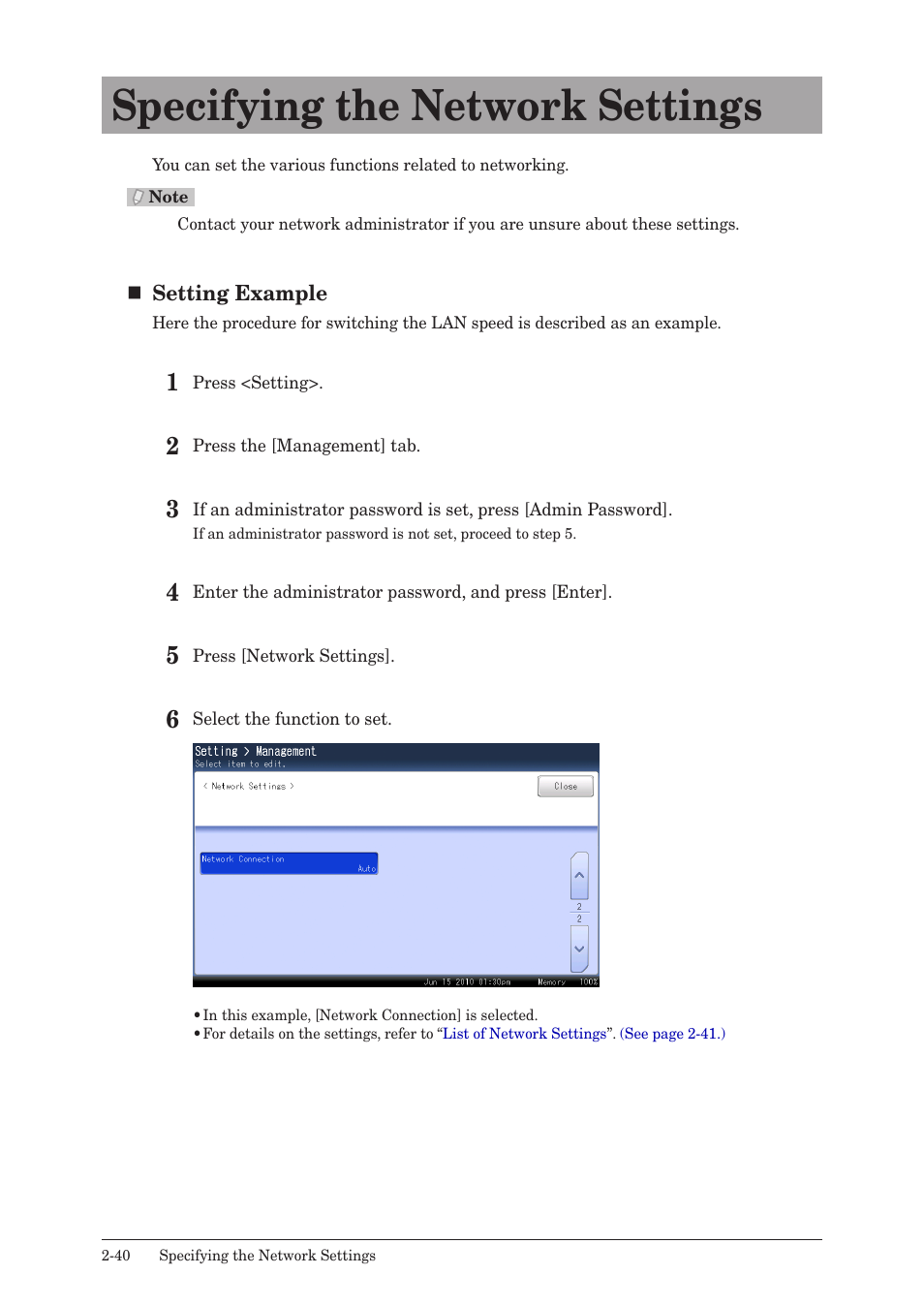 Specifying the network settings, Specifying the network settings -40 | Muratec QUADACCESS MFX-2590 User Manual | Page 89 / 165