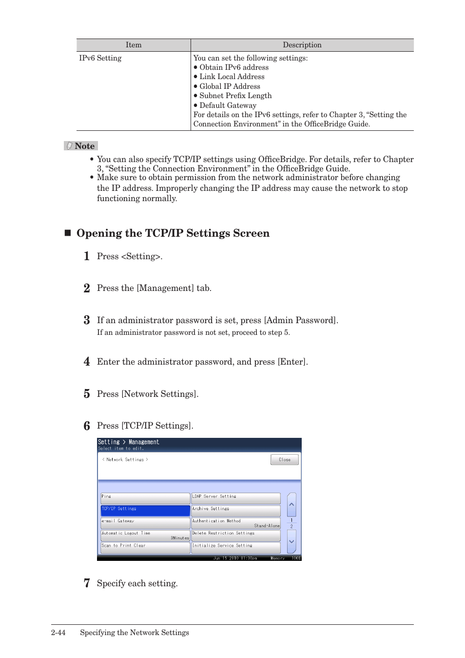 Opening the tcp/ip settings screen | Muratec QUADACCESS MFX-2590 User Manual | Page 93 / 165