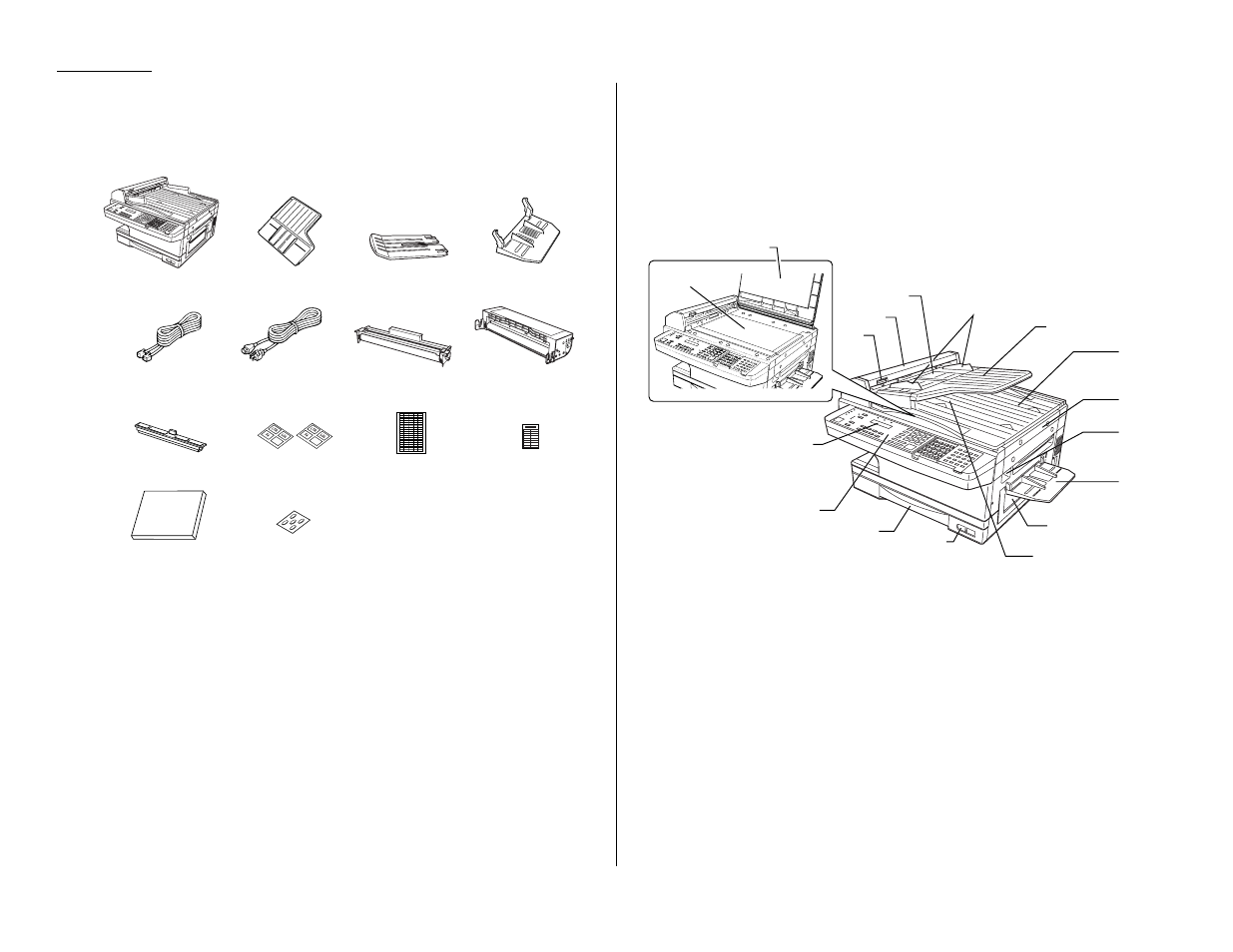 Packaging contents, Parts of the fax | Muratec MFX-1500E User Manual | Page 14 / 142