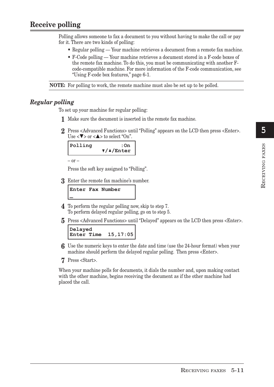 Receive polling, Receive polling -11, P. 5-11 | Muratec MFX-1350 User Manual | Page 100 / 197