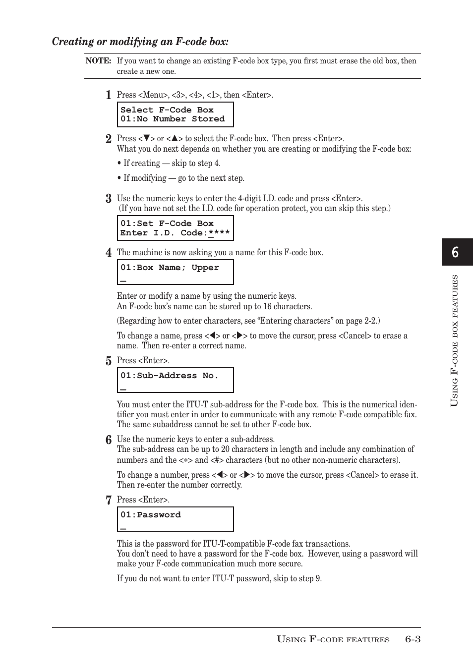 Creating or modifying an f-code box | Muratec MFX-1350 User Manual | Page 106 / 197
