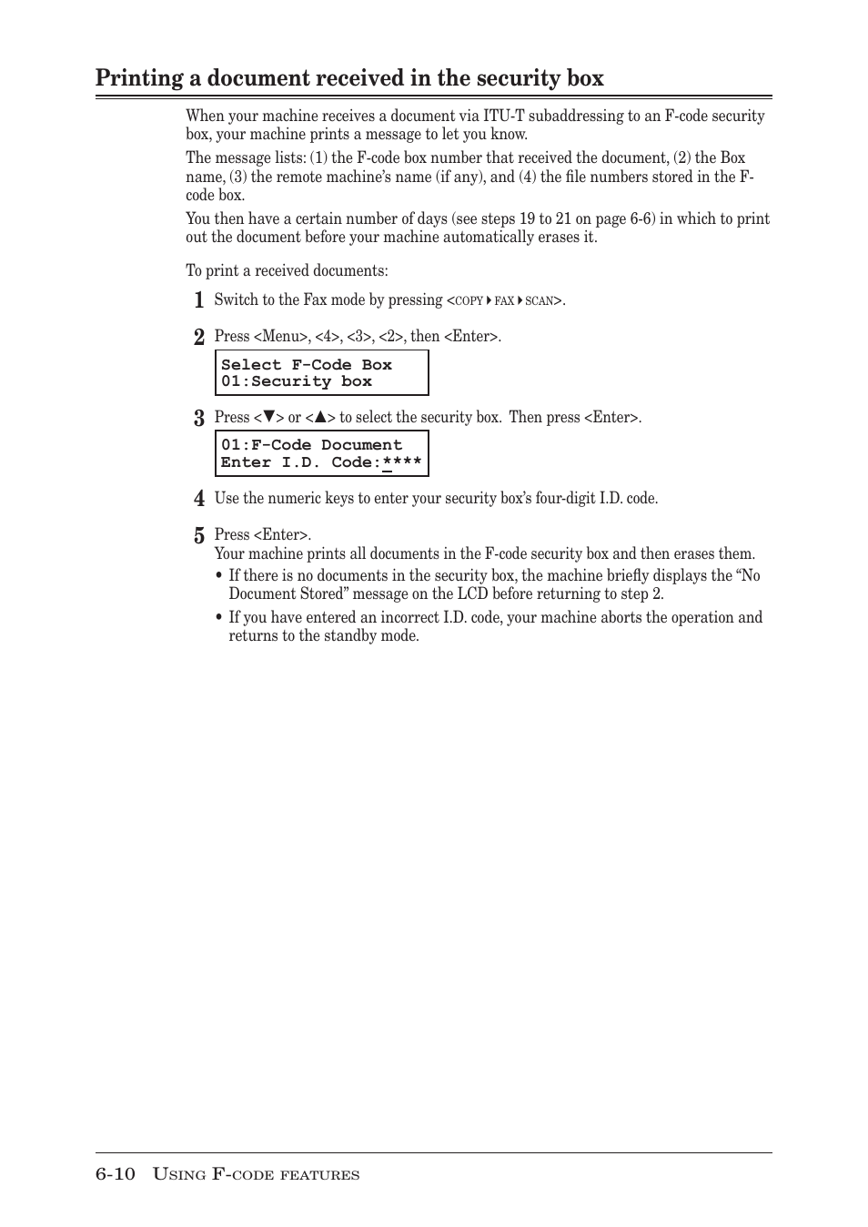 Printing a document received in the security box | Muratec MFX-1350 User Manual | Page 113 / 197