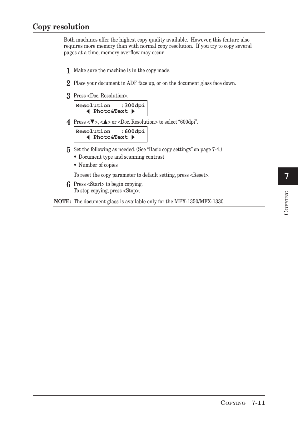 Copy resolution, Copy resolution -11 | Muratec MFX-1350 User Manual | Page 126 / 197