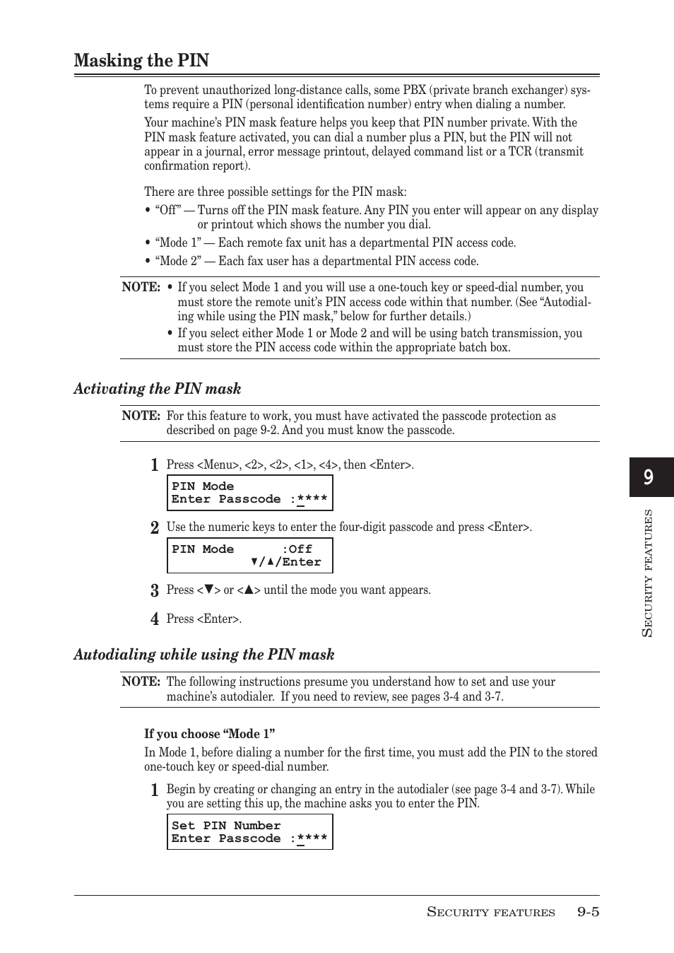 Masking the pin, Masking the pin -5 | Muratec MFX-1350 User Manual | Page 140 / 197