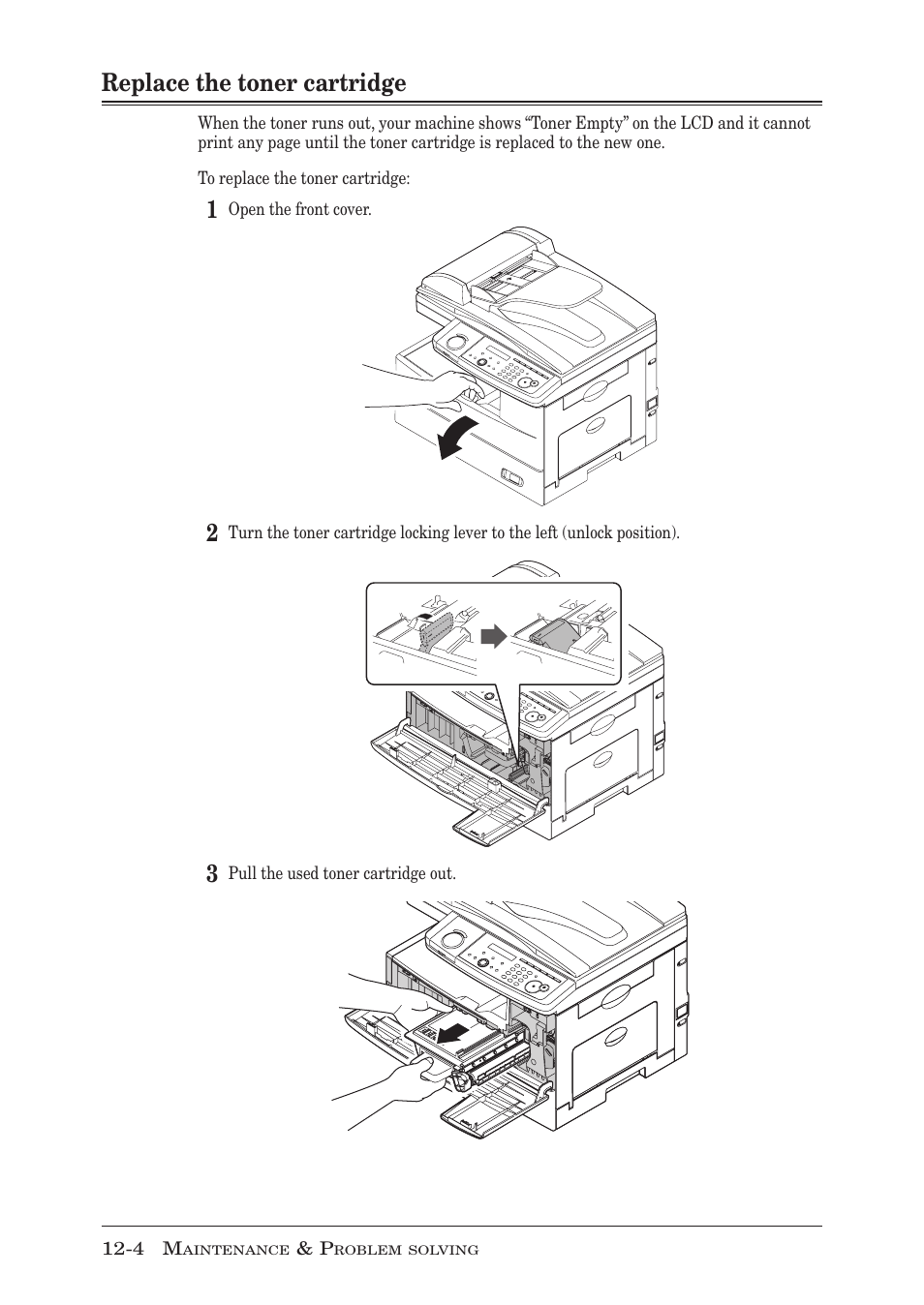 Replace the toner cartridge, Replace the toner cartridge -4 | Muratec MFX-1350 User Manual | Page 167 / 197