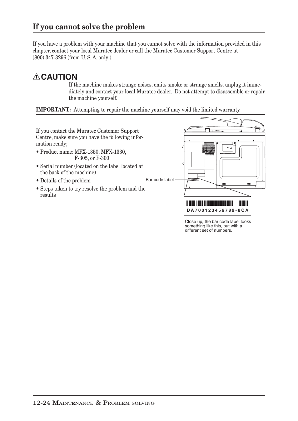 If you cannot solve the problem, If you cannot solve the problem -24 | Muratec MFX-1350 User Manual | Page 187 / 197
