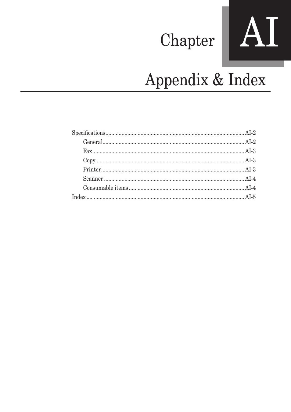 Chapter ai appendix & index, Chapter appendix & index | Muratec MFX-1350 User Manual | Page 188 / 197