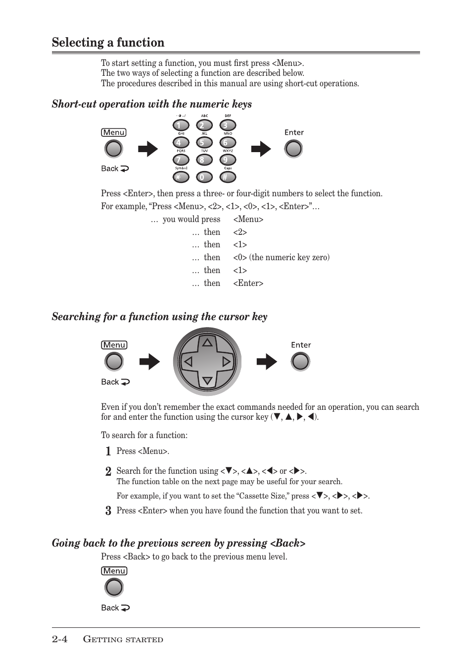 Selecting a function, Selecting a function -4 | Muratec MFX-1350 User Manual | Page 41 / 197