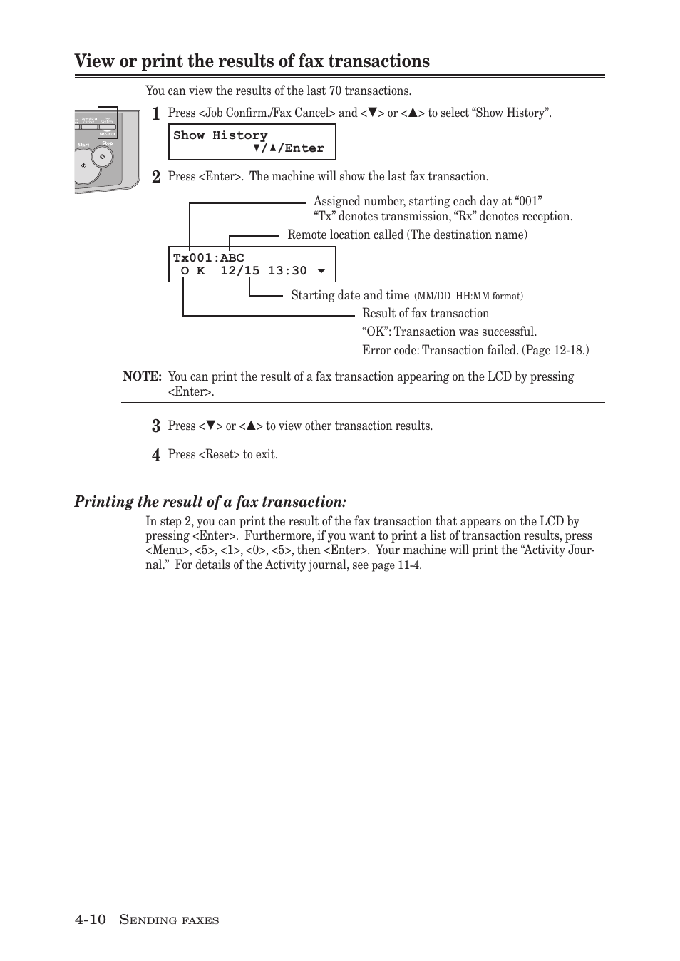 View or print the results of fax transactions, View or print the results of fax transactions -10 | Muratec MFX-1350 User Manual | Page 75 / 197