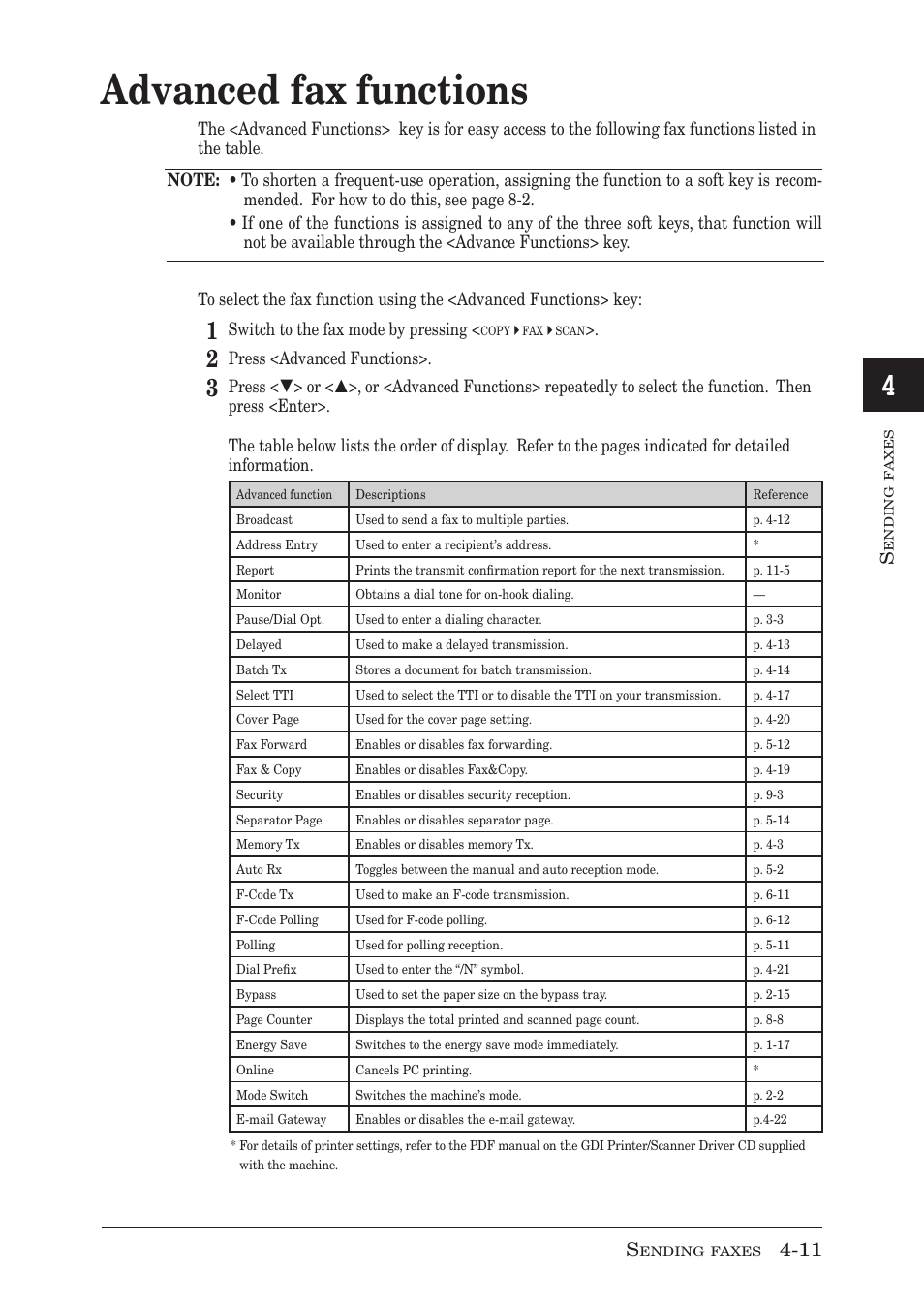 Advanced fax functions, Advanced fax functions -11 | Muratec MFX-1350 User Manual | Page 76 / 197