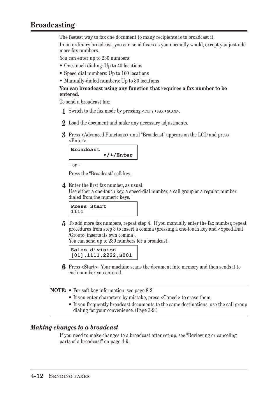 Broadcasting, Broadcasting -12, P. 4-12 | Muratec MFX-1350 User Manual | Page 77 / 197