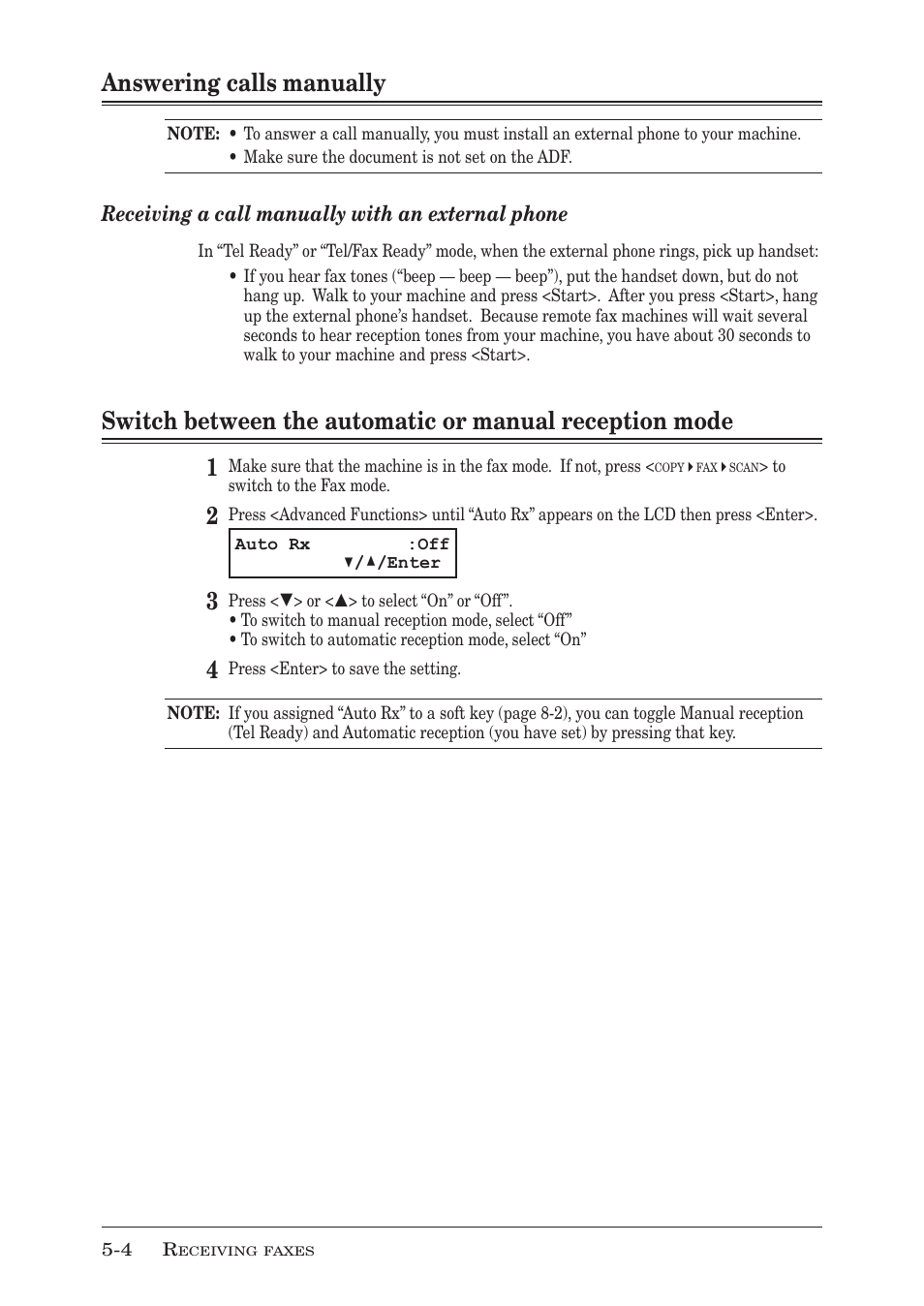 Answering calls manually, Answering calls manually -4 | Muratec MFX-1350 User Manual | Page 93 / 197