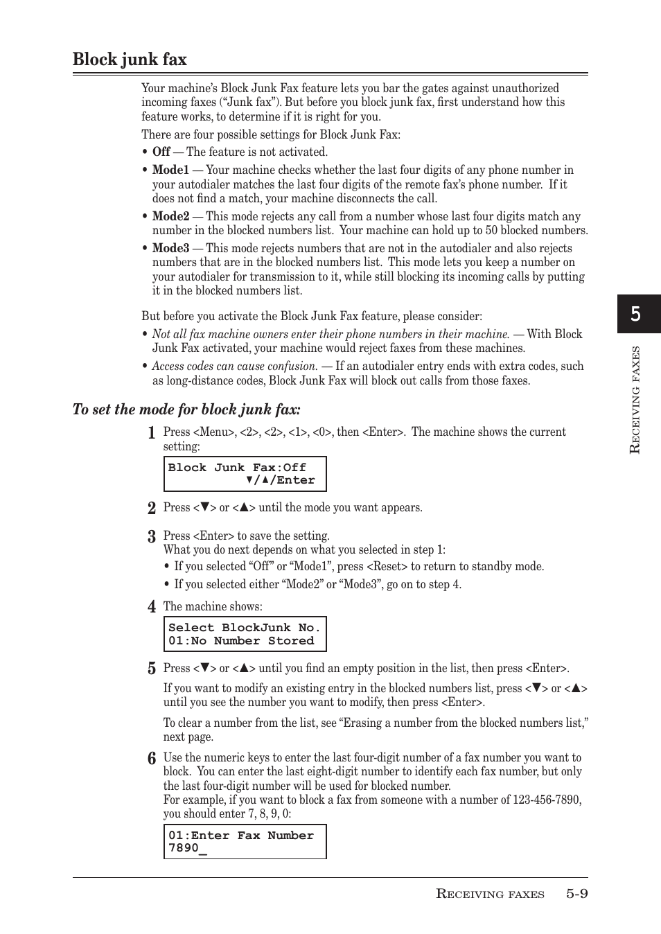 Block junk fax, Block junk fax -9 | Muratec MFX-1350 User Manual | Page 98 / 197