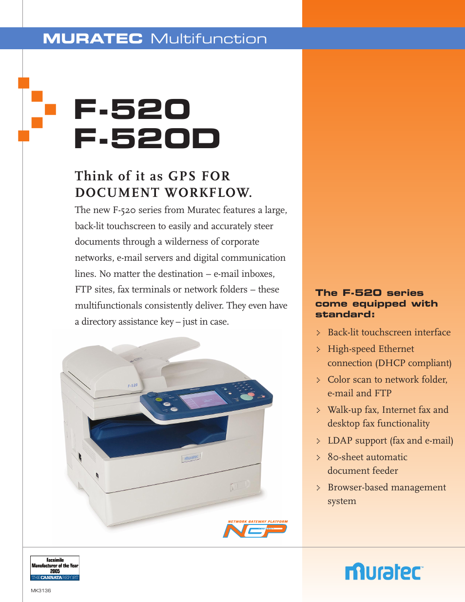 Muratec F-520D User Manual | 2 pages