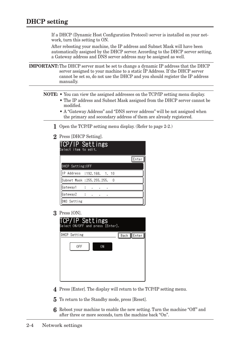 Dhcp setting | Muratec F-520 User Manual | Page 11 / 110
