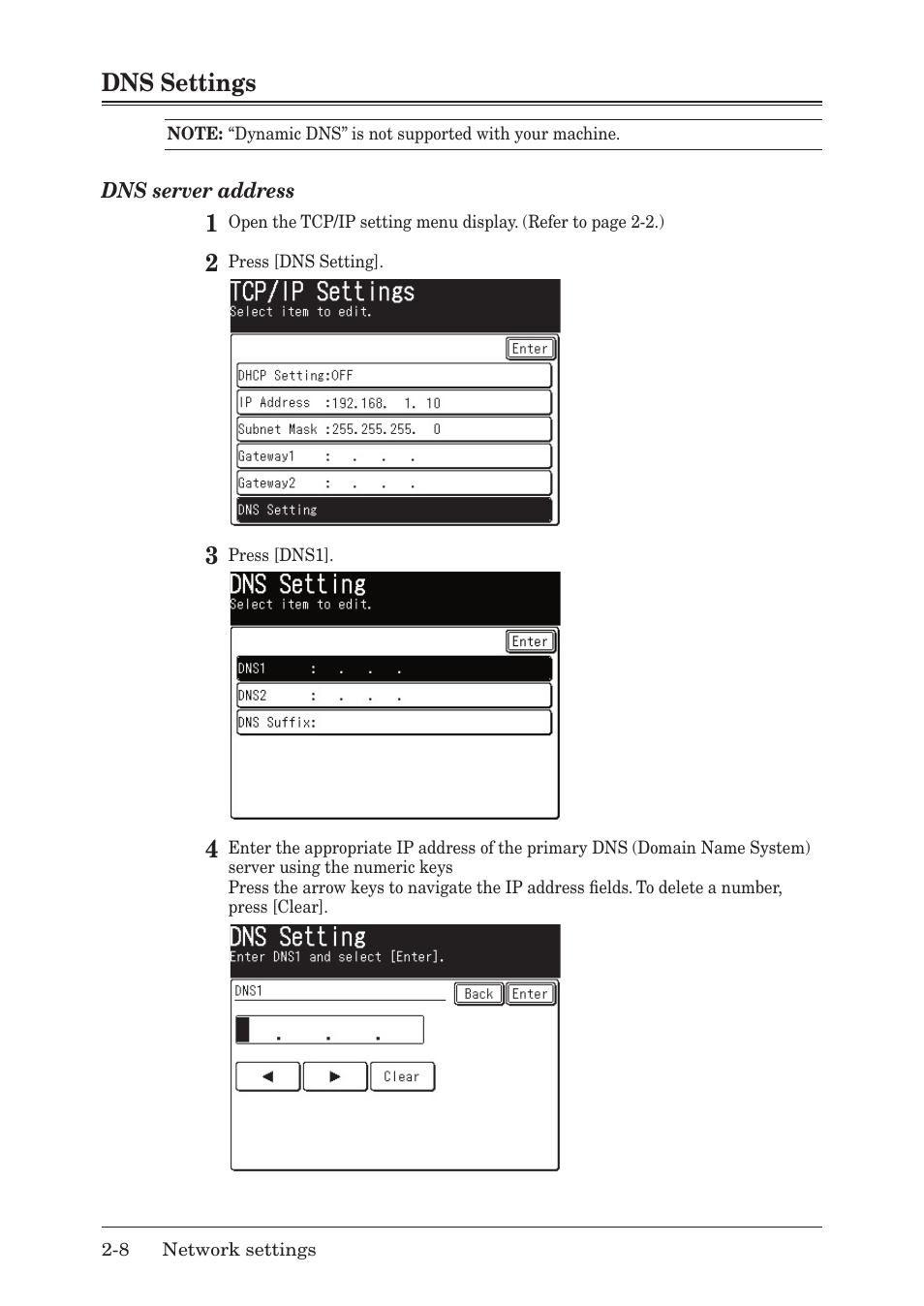 Dns settings | Muratec F-520 User Manual | Page 15 / 110