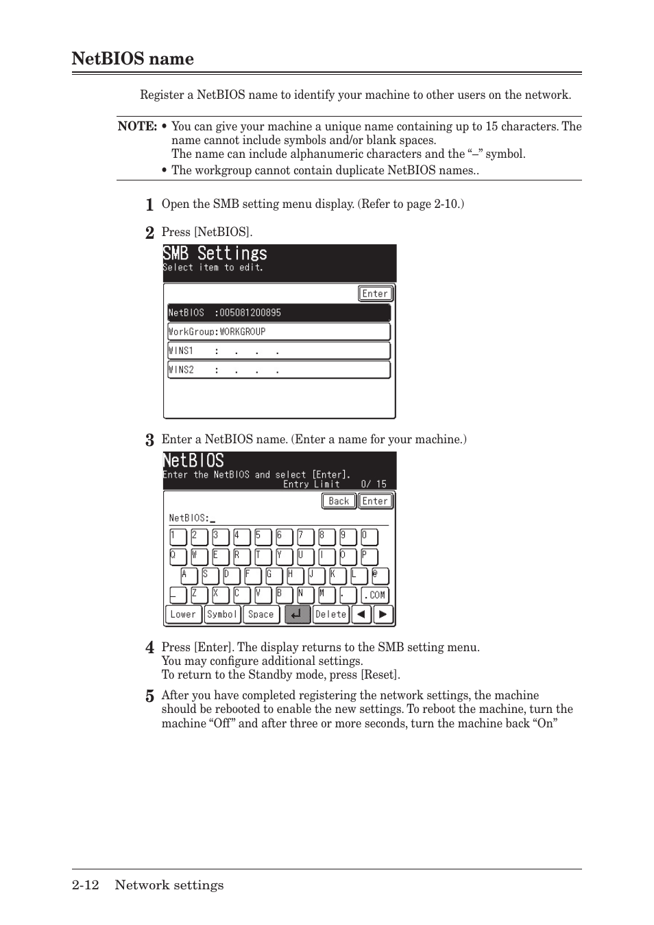 Netbios name | Muratec F-520 User Manual | Page 19 / 110